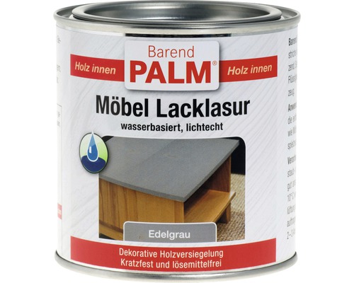 Lazură pentru mobilă Barend Palm gri 375 ml Lazură pentru mobilă Barend Palm pentru interior, gri nobil, pe bază de apă