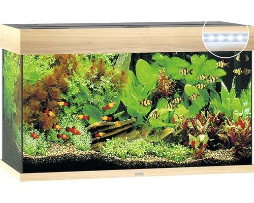 Acvariul JUWEL Rio 125 cu iluminare cu LED, pompă, filtru, încălzitor, fără dulap inferior, lemn de culoare deschisă