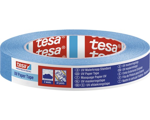 Bandă de mascare din hârtie creponată rezistentă la UV 19 mm x 50 m Bandă de hârtie Tesa UV