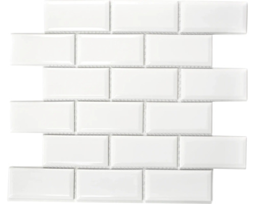 Mozaic piscină ceramic CG M07W metro uni alb 29,56x29,1 cm Placă de mozaic albă în format dreptunghiular