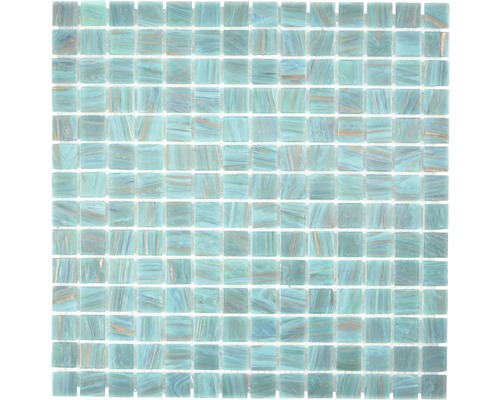 Mozaic sticlă GMGS454749 turcoaz-auriu 30,5x30,5 cm Placă de mozaic cu elemente pătrate lucioase