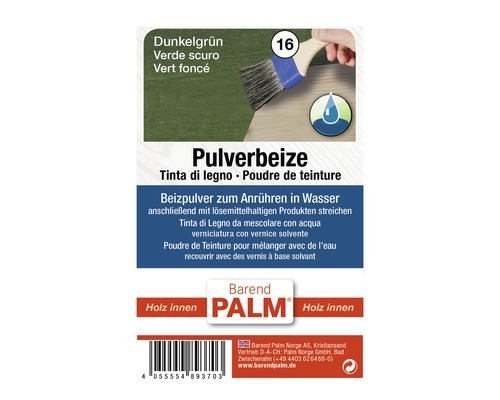 Baiț pulbere Barend Palm verde închis 12,5 g Barend Palm Pulbere bait pentru lemn verde închis