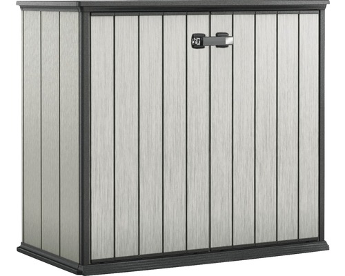 Dulap depozitare grădină pentru unelte Keter Patio Store DuoTech plastic 140x120x73 cm gri Dulap de grădină din plastic cu ușă care se poate încuia