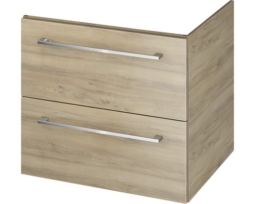 Dulap inferior de lavabo cu două sertare și mânere cu aspect de lemn