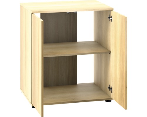 Dulap inferior cu două uși deschise și un raft