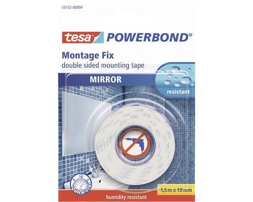 Tesa Powerbond Montage Fix Oglindă bandă de montaj dublă 1,5 m x 19 mm
