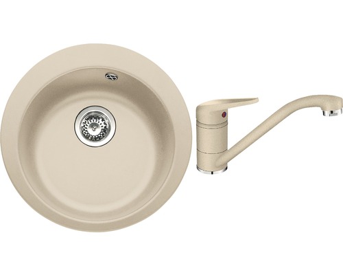 Pachet chiuvetă bucătărie tectonite 1 cuvă Franke Single 48x50 cm Avena ,incl. baterie Novara Plus Chiuvetă de bucătărie rotundă din granit cu robinet