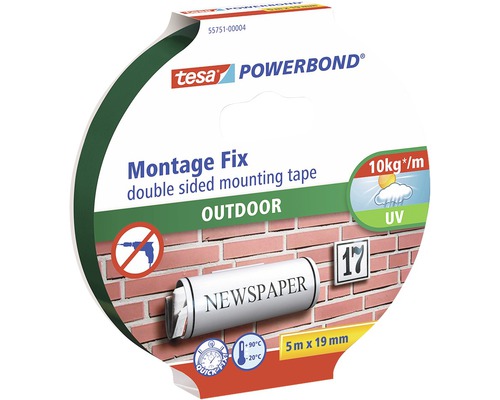 Bandă de montaj tesa® Powerbond pentru exterior 19 mm x 5 m Tesa Powerbond Montage Fix bandă de montaj dublă pentru exterior, 5 metri pe 19 milimetri