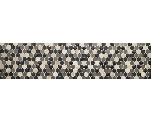 Placă mozaic cu model hexagonal cu aspect de lemn și gri