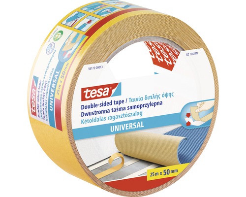 Bandă dublu adezivă tesa® Universal pentru covoare, transparentă 25 m x 50 mm