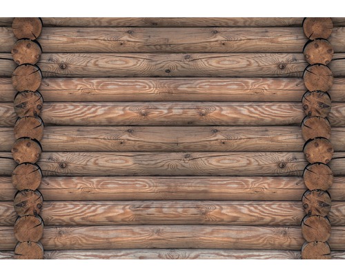 Perete de casă din lemn rotund