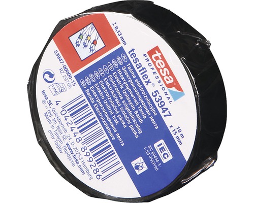 Bandă electroizolatoare tesa neagră 15 mm x 10 m Rola bandă izolatoare Tesa, 10 m x 15 mm