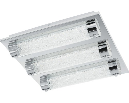Plafonieră cu LED integrat Tolorico 3x7W 3000 lumeni, pentru baie IP44, crom Plafonieră pătrată cu patru tuburi din sticlă de cristal