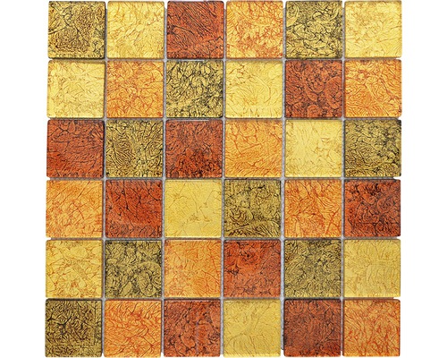 Mozaic sticlă CM 4AL24 QUADRAT mix bronz-auriu-portocaliu 30x30 cm