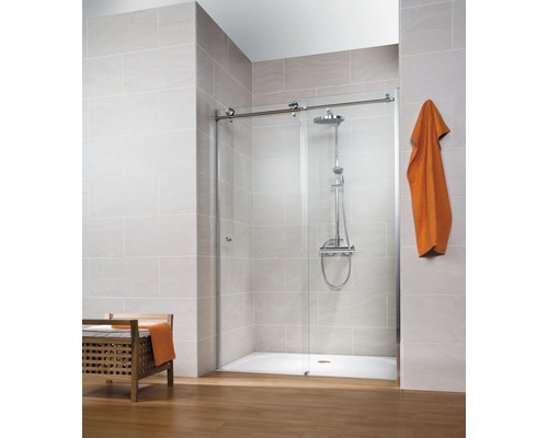 Ușă duș glisantă pentru nișă Schulte MasterClass, 140x200 cm, sticlă securizată transparentă, profil crom, dreapta-0