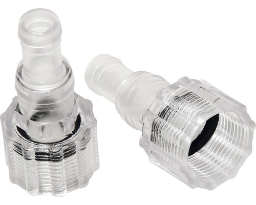 Două conectoare transparente pentru furtun pentru grădină