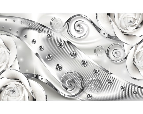 Design abstract cu trandafiri, spirale și diamante