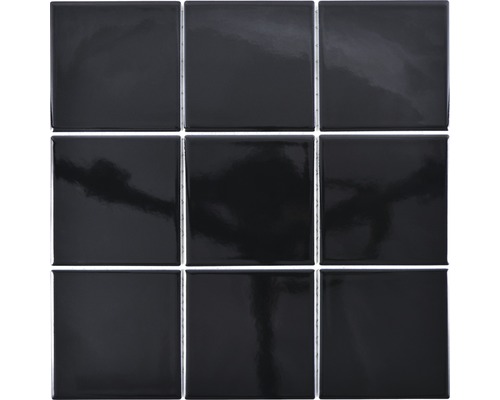 Mozaic piscină ceramic CQ 120 negru lucios30x30 cm Nouă plăci pătrate, lucioase