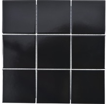 Plăci de mozaic negre pătrate, nouă bucăți