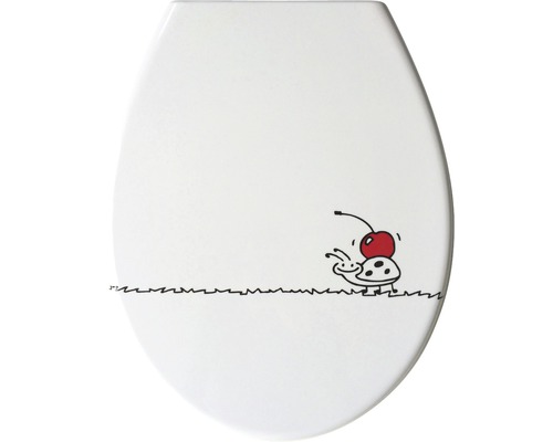 Capac WC cu model buburuză Cortina duroplast închidere lentă alb 41-46x37 cm Capac de toaletă cu motiv melc și cireșă