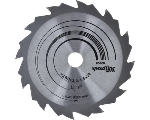 Disc fierăstrău circular Bosch Zubehör Speedline Wood Ø160x2,4x20 mm 12 dinți Disc circular pentru lemn Bosch Speedline Wood, diametru 160 milimetri