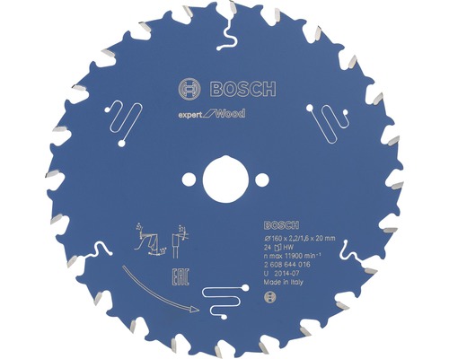 Disc fierăstrău circular Bosch Zubehör Expert for Wood Ø160x2,2x20 mm 24 dinți