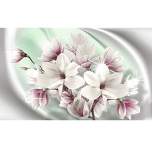 Prim-plan cu flori de magnolie pe fundal cu model