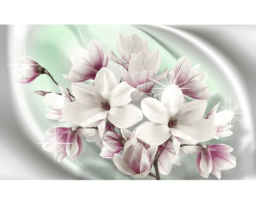 Prim-plan cu flori de magnolie pe fundal cu model