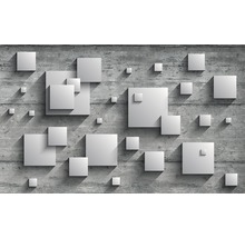 Tapet cu aspect de beton și pătrate 3D