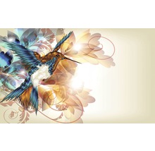 Ilustrație cu un colibri cu model floral