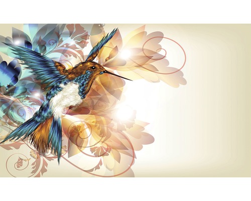 Ilustrație cu un colibri cu model floral