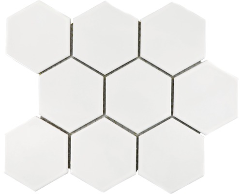 Mozaic piscină ceramic HX 100 alb lucios 25,6x29,55 cm