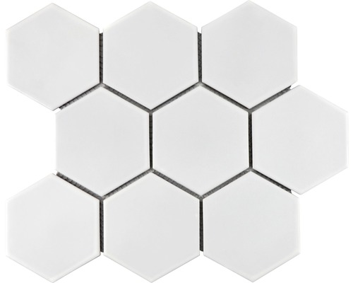 Mozaic piscină ceramic HX 105 alb mat 25,6x29,55 cm Plăci de mozaic albe hexagonale