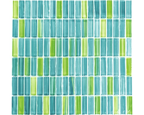 Mozaic piscină sticlă XCM S850 verde/albastru 31x32,2 cm