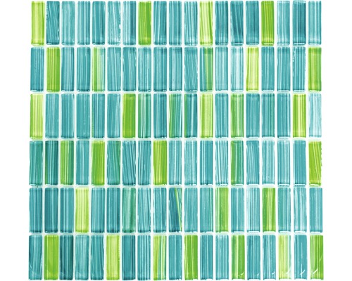 Mozaic piscină sticlă XCM S850 verde/albastru 31x32,2 cm Placă de mozaic din sticlă, dreptunghiulară