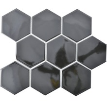 Mozaic piscină ceramic HX 110 negru lucios 25,6x29,55 cm
