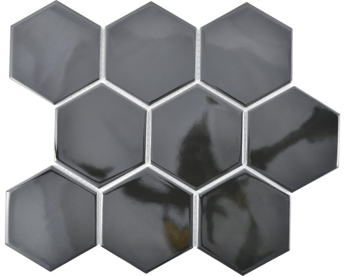 Mozaic piscină ceramic HX 110 negru lucios 25,6x29,55 cm