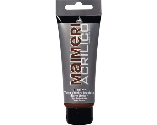 Culoare acrilică Acrilico 492 Burnt Umber 75 ml Tub de vopsea acrilică Maimeri umbră arsă