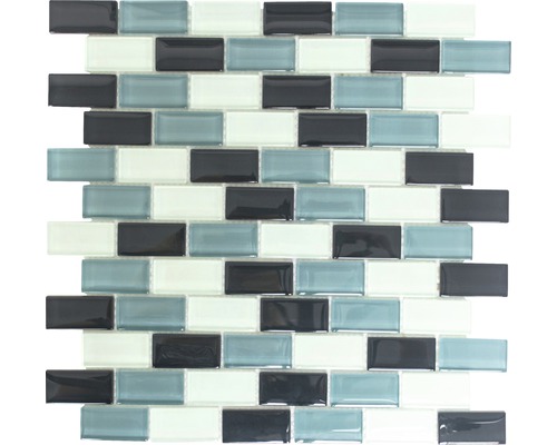 Mozaic piscină sticlă XCM B825 mix alb/gri/antraccit 31x32,2 cm