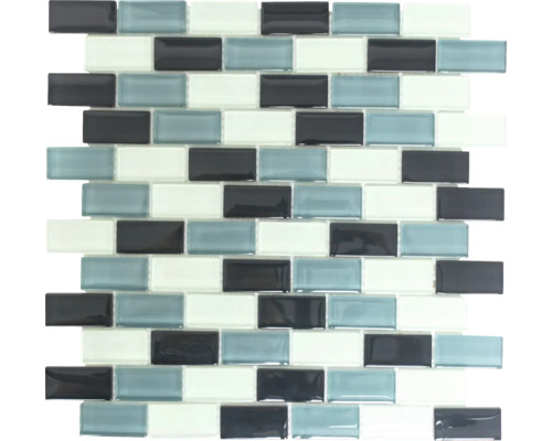 Mozaic piscină sticlă XCM B825 mix alb/gri/antraccit 31x32,2 cm Covor mozaic din sticlă cu pietre dreptunghiulare