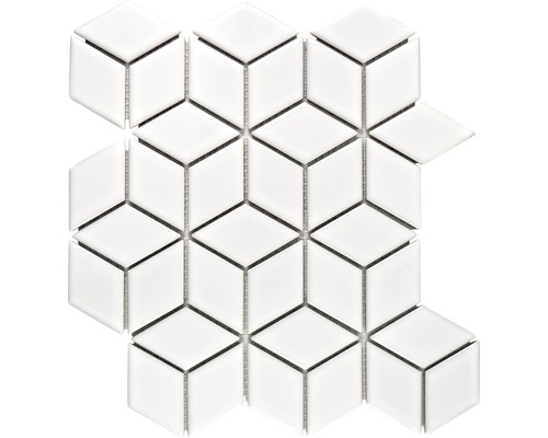Mozaic piscină ceramic POV 02 alb lucios 26,6x30,5 cm Plăci de mozaic în formă de cub pentru pereți și podele