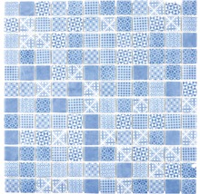 Mozaic piscină sticlă Patch 40 mix albastru 31,5x31,5 cm