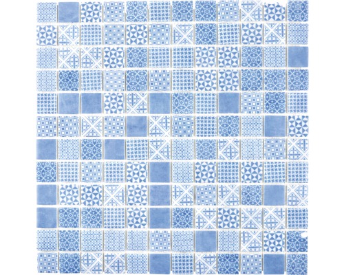Mozaic piscină sticlă Patch 40 mix albastru 31,5x31,5 cm
