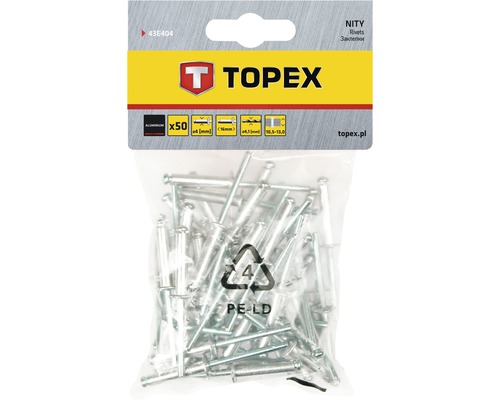 Pop-nituri Topex Ø4x16 mm aluminiu/oțel, pachet 50 bucăți