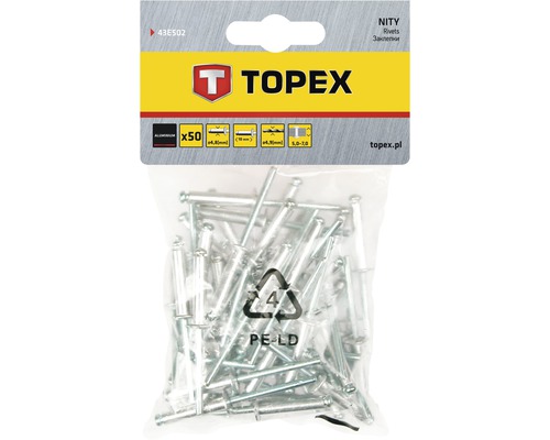 Pop-nituri Topex Ø4,8x10 mm aluminiu/oțel, pachet 50 bucăți