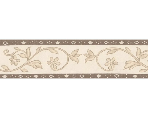 Bordură tapet 5241-71 Only Borders model floral crem 5 m x 13 cm Chenar cu flori și frunze
