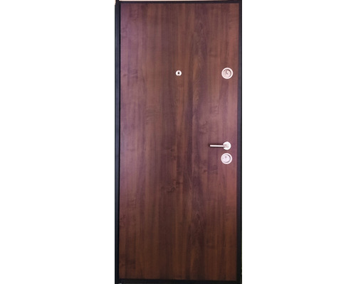 Ușă de siguranță cu decor din lemn, vizor și mâner