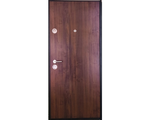 Ușă de siguranță maro cu mâner și vizor