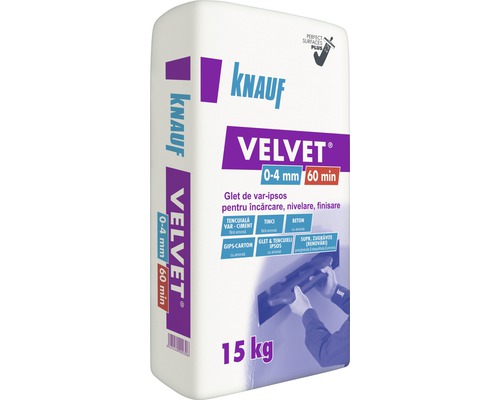 Glet de var-ipsos KNAUF Velvet pentru încărcare, nivelare și finisare 15 kg