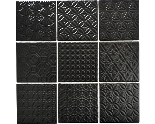 Mozaic piscină ceramic SPIRIT B1 negru lucios 30x30 cm